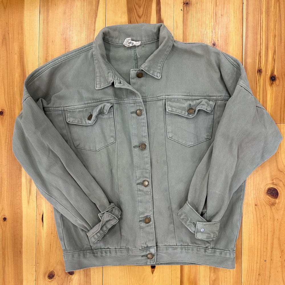 Army/Camo Green Denim Jacket - Size Small